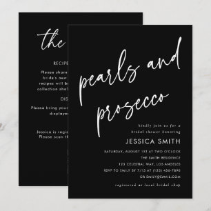 Invitation Enterrement de vie de jeune fille perles et prosec