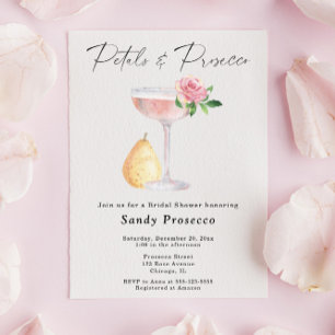 Invitation Enterrement de vie de jeune fille Pétales & Prosec