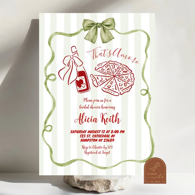 Invitation Enterrement de vie de jeune fille Pizza et Vin Des (Créateur téléchargé)