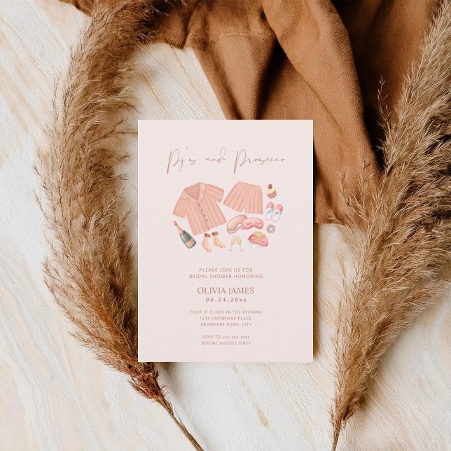 Invitation Enterrement de vie de jeune fille pyjama et prosec (Créateur téléchargé)