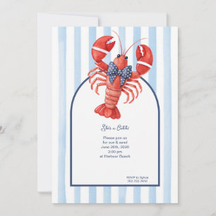 Invitation Enterrement de Vie de Jeune Fille Rayé Homard d'Ét