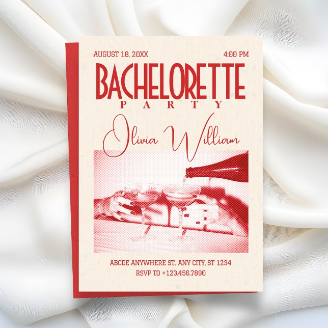 Invitation Enterrement de vie de jeune fille rétro classique (Créateur téléchargé)
