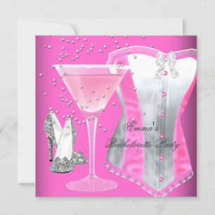 Invitation Enterrement de vie de jeune fille Rose Argent Marg