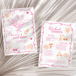 Invitation Enterrement de vie de jeune fille Rose et Orange L