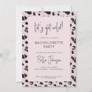 Invitation Enterrement de vie de jeune fille Rose Léopard Fou