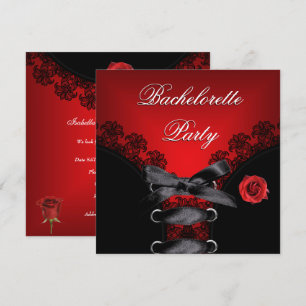 Invitation Enterrement de Vie de Jeune Fille Rose Rouge Dente
