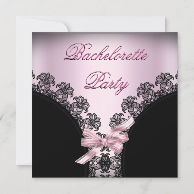 Invitation Enterrement de vie de jeune fille Soft Pink Black  (Devant)