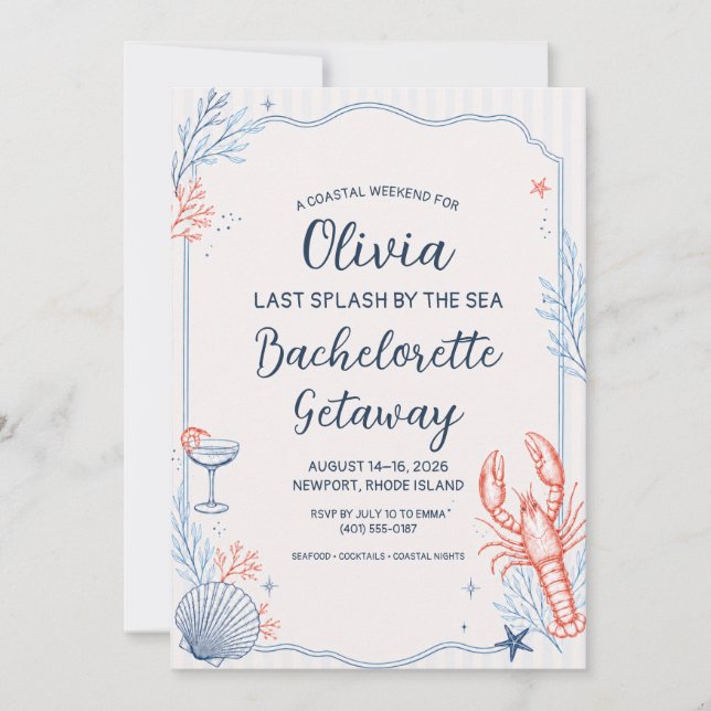 Invitation Enterrement de vie de jeune fille sur le thème du  (Devant)