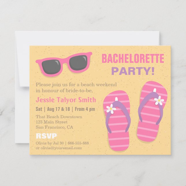 Invitation Enterrement de vie de jeune fille tendance et styl (Devant)
