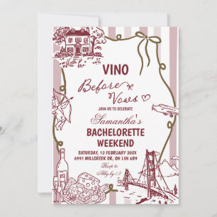 Invitation Enterrement de vie de jeune fille Vino avant Voeux