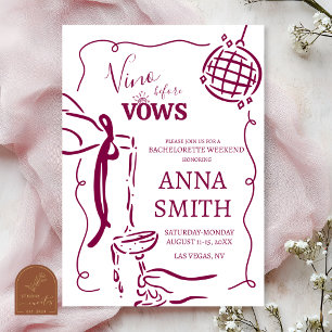 Invitation Enterrement de vie de jeune fille Vino Before Vow