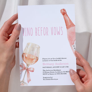 Invitation Enterrement de vie de jeune fille Vino Before Vows