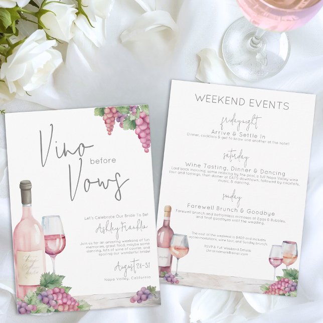 Invitation Enterrement de vie de jeune fille Vins Serments de (Wine Bachelorette Vino Vows Girls Weekend Invitation)