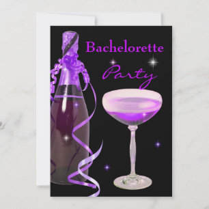 Invitation Enterrement de Vie de Jeune Fille Violet Rose Noir