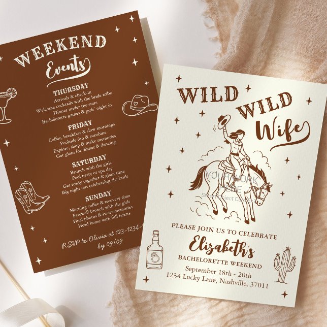 Invitation Enterrement de vie de jeune fille Western Wild (Créateur téléchargé)