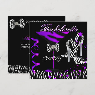 Invitation Enterrement de vie de jeune fille Zèbre Cocktail V