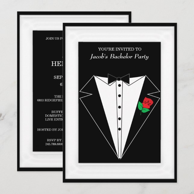 Invitation Enterrement de vie de jeune garçon (Devant / Derrière)