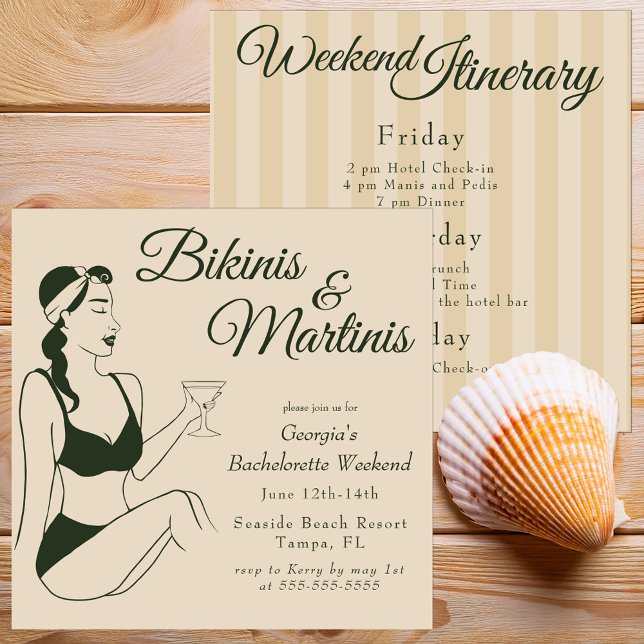 Invitation Enterrements de vie de jeune fille rétro bikinis e (Créateur téléchargé)
