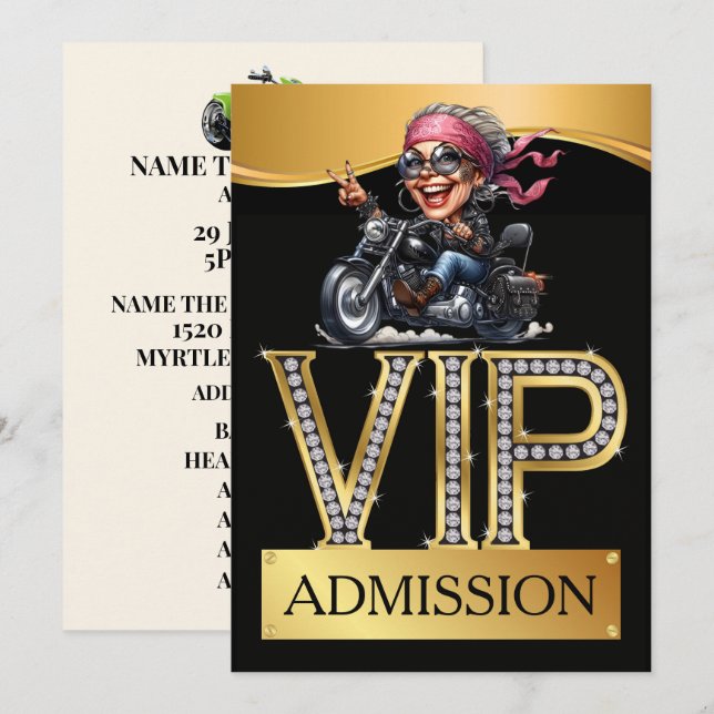 Invitation Entrée VIP de la fête de motards (Devant / Derrière)