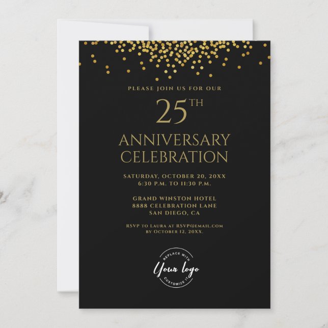 Invitation Entreprise 25e anniversaire Black Gold (Devant)