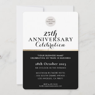 Invitation ENTREPRISE ANNIVERSAIRE élégant affaires noir or
