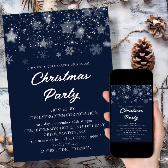 Invitation Entreprise bleue | Fête de Noël du bureau (Créateur téléchargé)