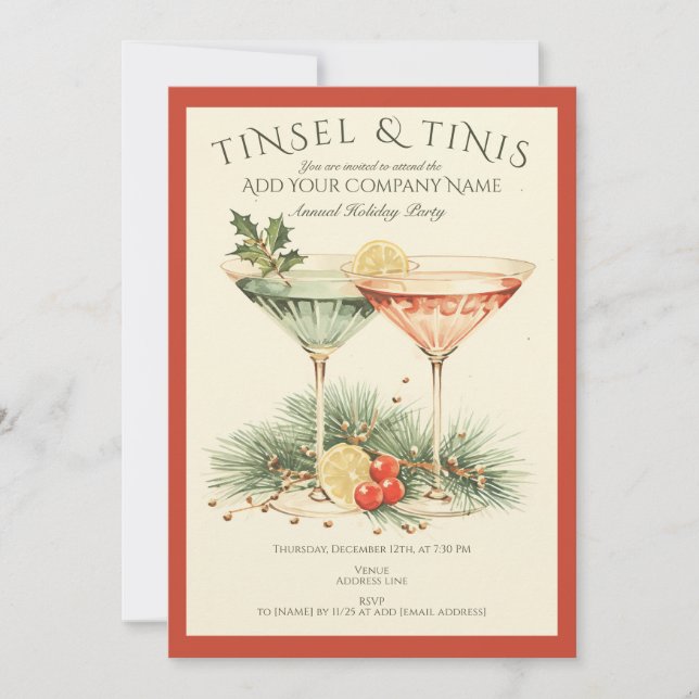 Invitation Entreprise Christmas Lights Office Holiday Cocktai (Devant)