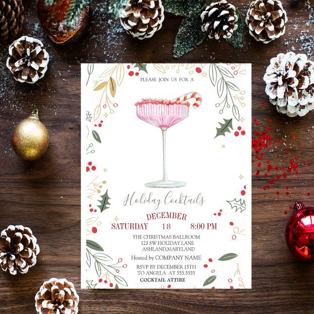 Invitation Entreprise de branches de verre à champagne Noël  (Créateur téléchargé)