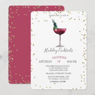 Invitation Entreprise Diamonds Cocktail Aquarelle Noël