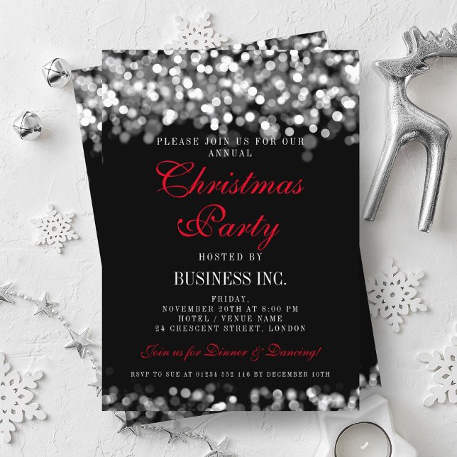 Invitation Entreprise Élégante Entreprise Fête de Noël Argent (Elegant Company Corporate Christmas Party Silver Invitation)