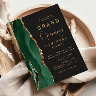 Invitation Entreprise Grand Ouverture Emerald Or Agate Dark