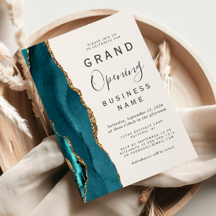 Invitation Entreprise Grand Ouverture Turquoise Gold Agate