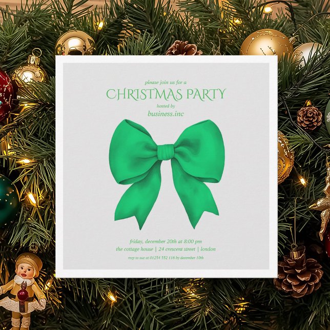 Invitation Entreprise Green Bow Noël Fête (Créateur téléchargé)