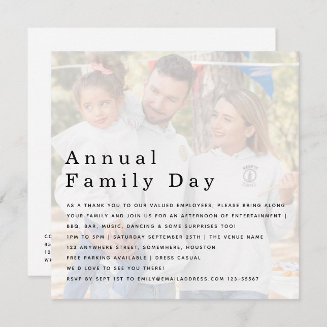 Invitation Entreprise Jour de la Famille Logo d'entreprise Ph (Devant / Derrière)