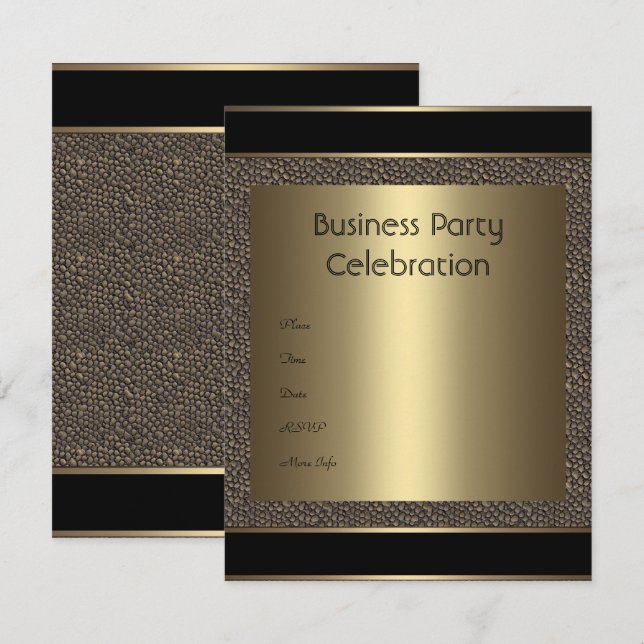 Invitation Entreprise Marron Noir Bronze Galet (Devant / Derrière)