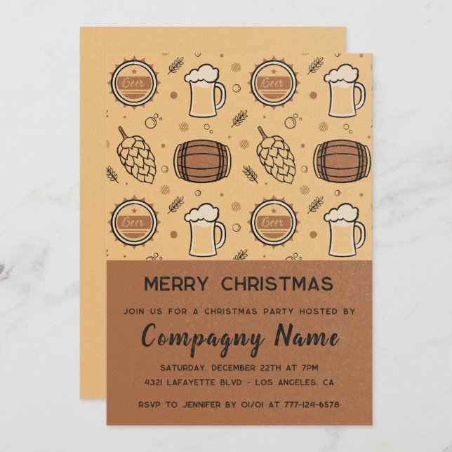 Invitation Entreprise Noël Bière Rustique (Devant / Derrière)