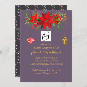 Invitation Entreprise Poinsettia Christmas Mauve Gold AJOUTER
