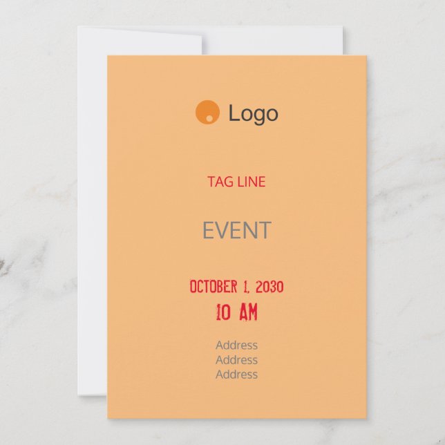 Invitation Entreprise simple et orange (Devant)