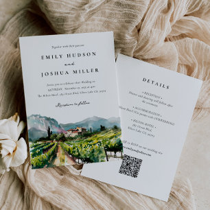Invitation Entreprise vinicole rustique tout en un Mariage