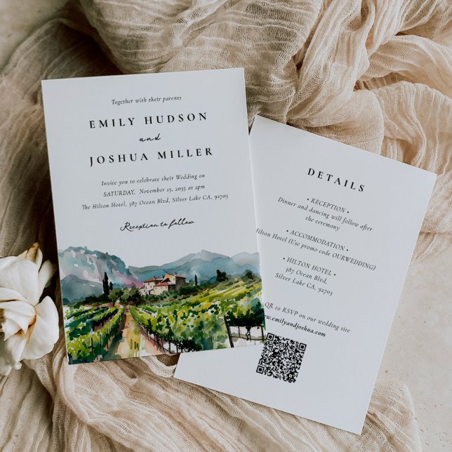 Invitation Entreprise vinicole rustique tout en un Mariage (Créateur téléchargé)