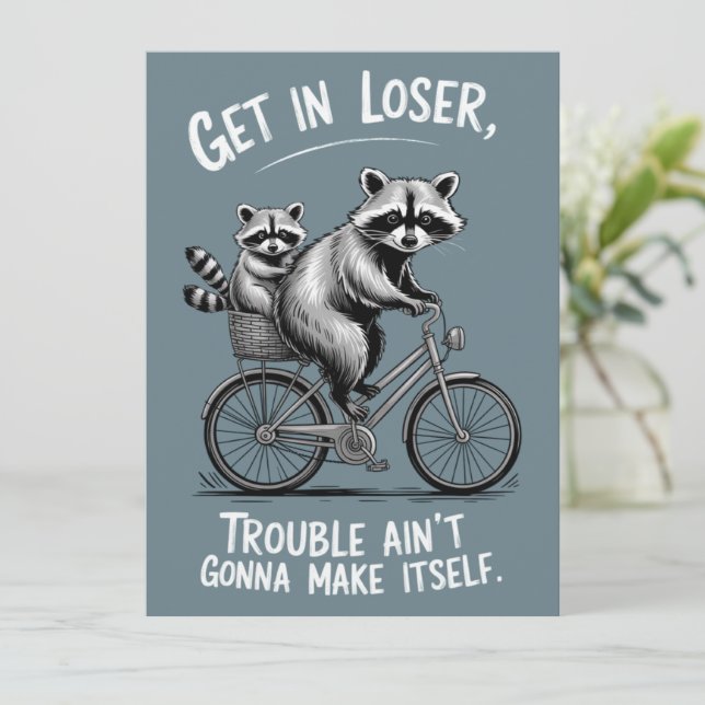 Invitation Entrez, espèce d'idiot, les ennuis ne vont pas se  (Debout devant)