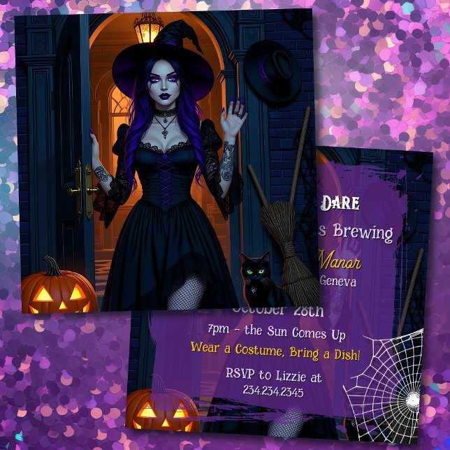 Invitation Entrez si vous osez | Fête d'Halloween en sorcière (Créateur téléchargé)