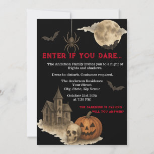 Invitation Entrez Si Vous Osez - Maison Halloween Éffrayante 