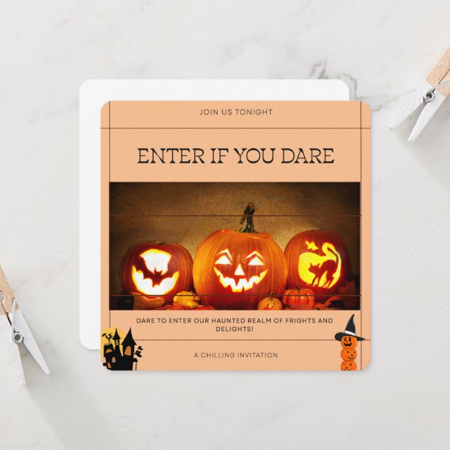 Invitation Entrez Si Vous Osez : Une Nuit Hantée D'Halloween  (Devant/Arrière en situation)