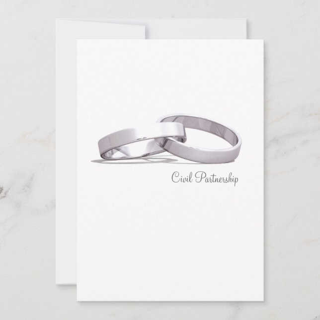 Invitation Entwin Rings Silver BLK Civil Partnership Invitati (Devant)