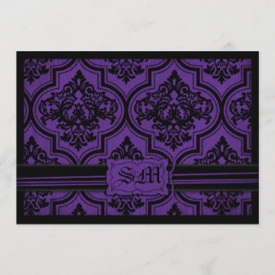 Invitation Enveloppe Goth Purple Black Mariage damassé