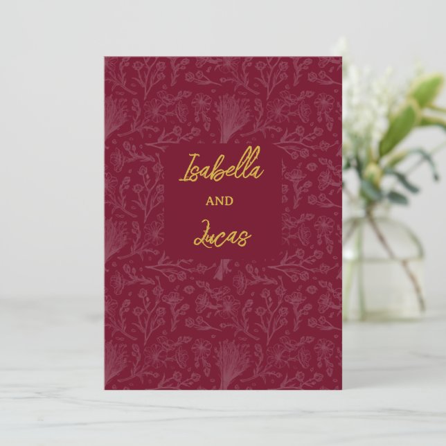 Invitation Enveloppe personnalisable Royal Maroon (Debout devant)