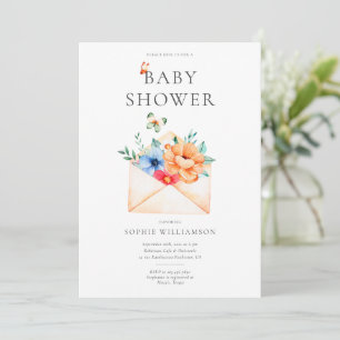 Invitation Enveloppe vintage Avec Baby shower Fleurs