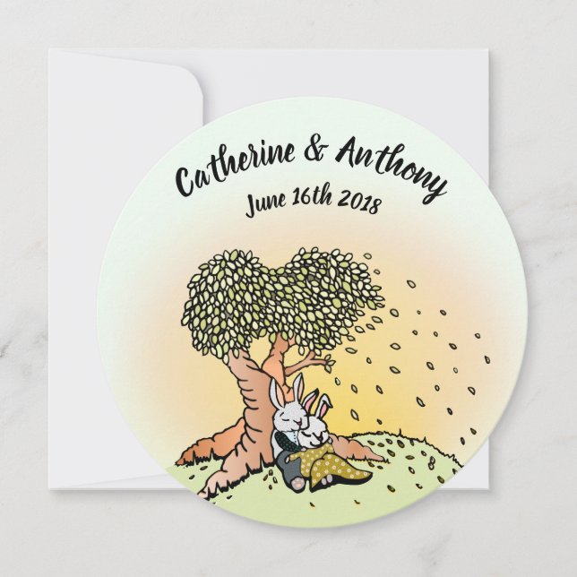 Invitation Envies de mariage de lapin coloré (Devant)