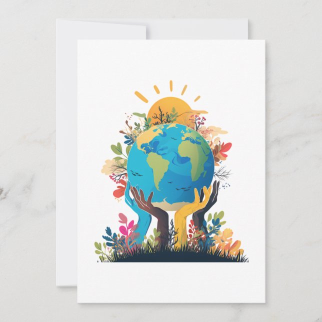 Invitation Environnement - Illustration de la Terre avec la m (Devant)